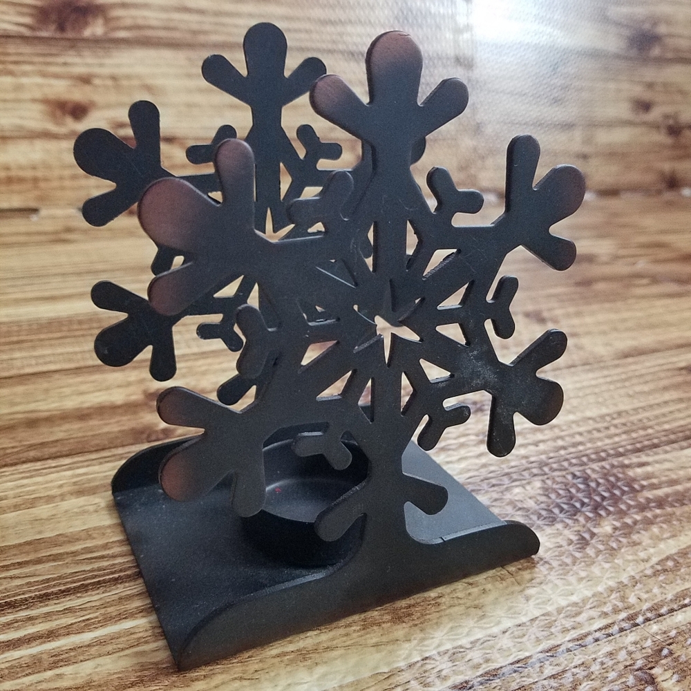 Target Matte Black Rustic Metal Iron Snowflake Candle Holder Votive Christmas
